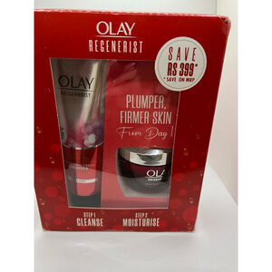 New in Box Women's Olay Regenerist Cleanser & Exfoliant One Size Red Silver